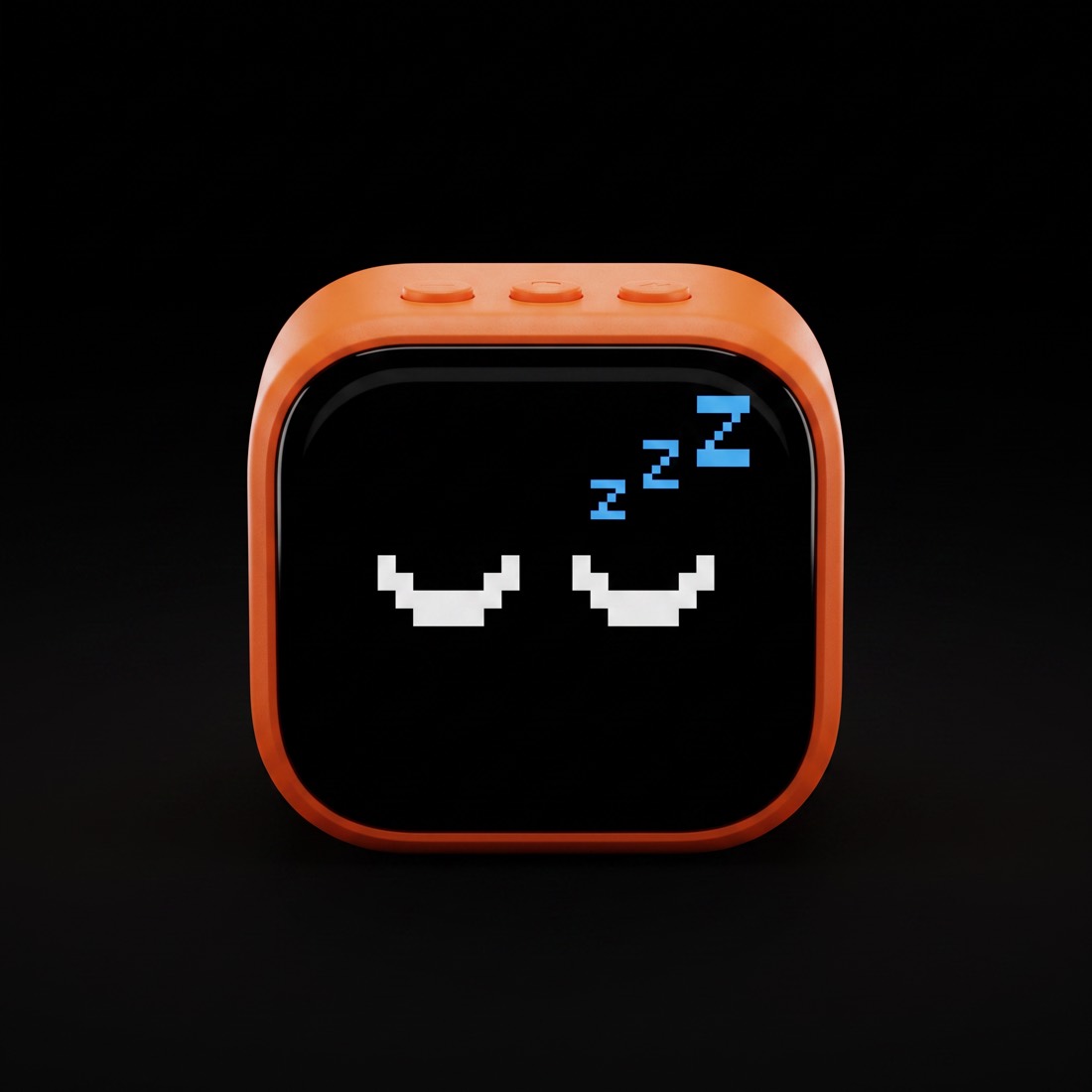 Orange cgotchi asleep with pixel Zzz