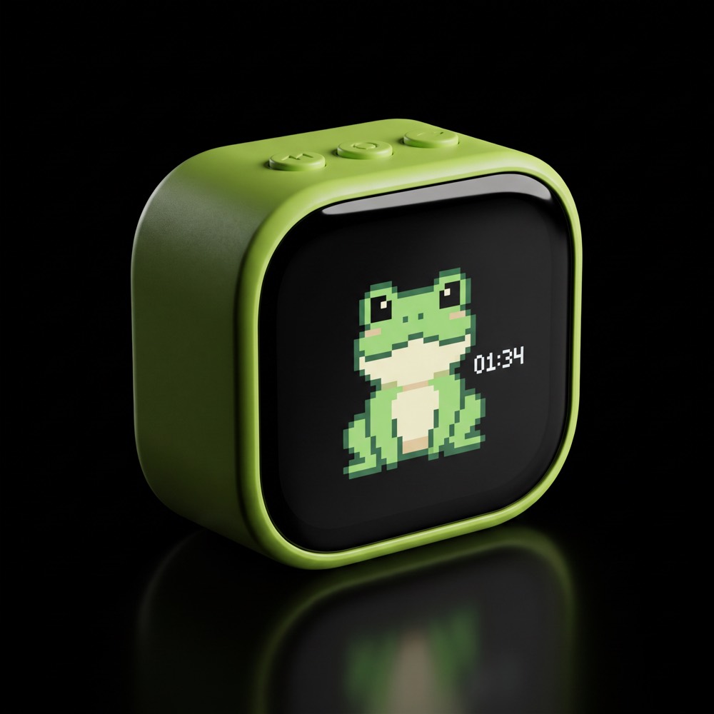 cgotchi showing a pixel frog