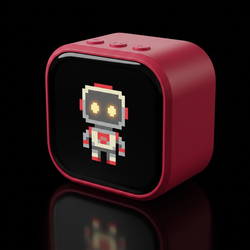 Red cgotchi showing a pixel robot